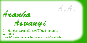 aranka asvanyi business card